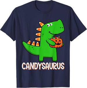 T-Rex Candysaurus Candy Corn Dinosaur Halloween Toddler Kid T-Shirt - T-Shirt | Navy