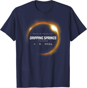 Total Solar Eclipse 2024 Dripping Springs Texas April 8 2024 T-Shirt - T-Shirt | Navy