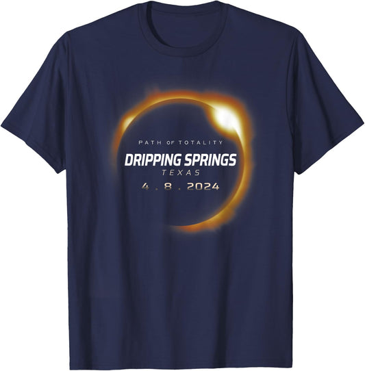 Total Solar Eclipse 2024 Dripping Springs Texas April 8 2024 T-Shirt - T-Shirt | Navy
