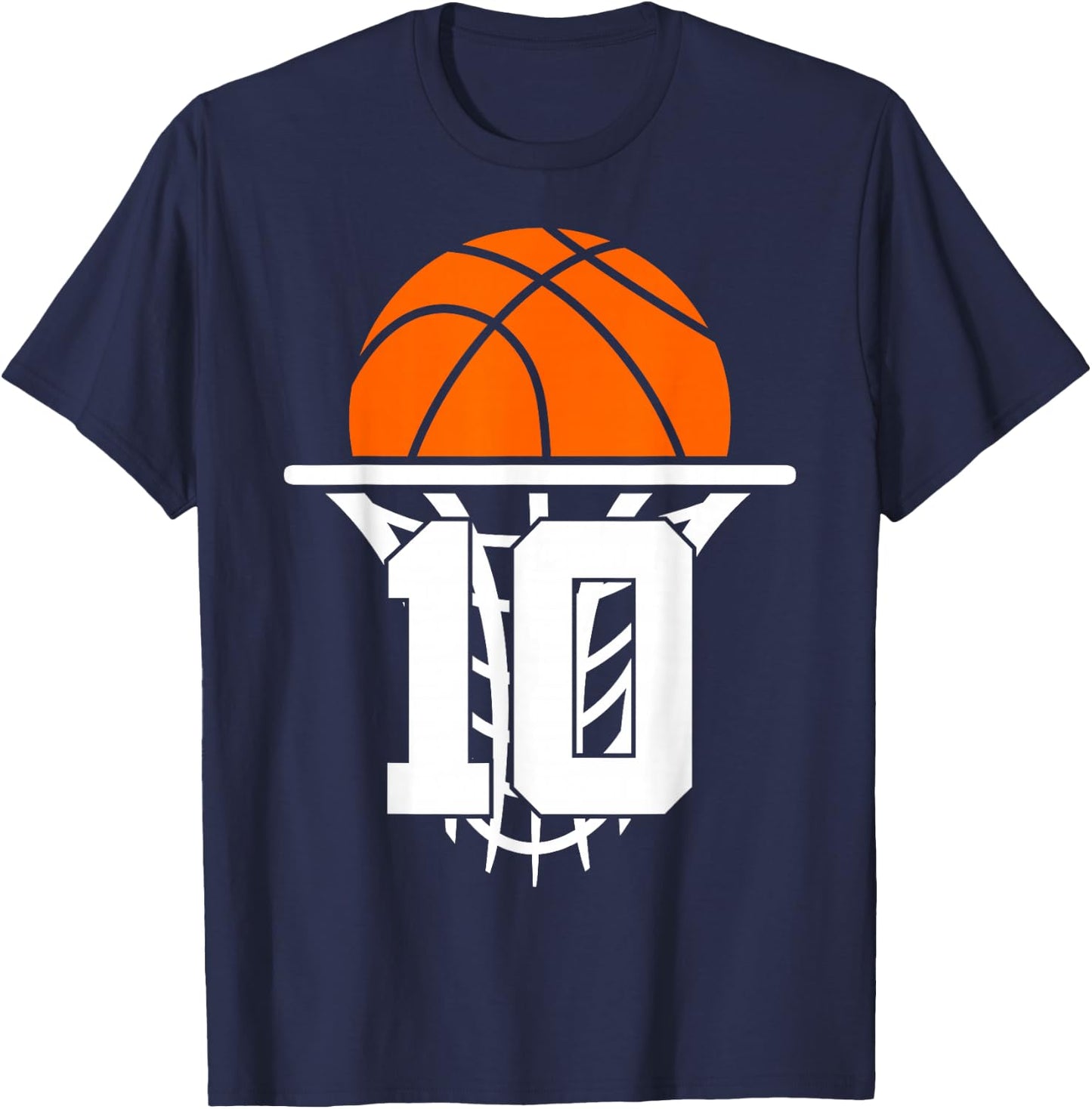 10 Years Basketball 10th Birthday T-Shirt - T-Shirt | Navy