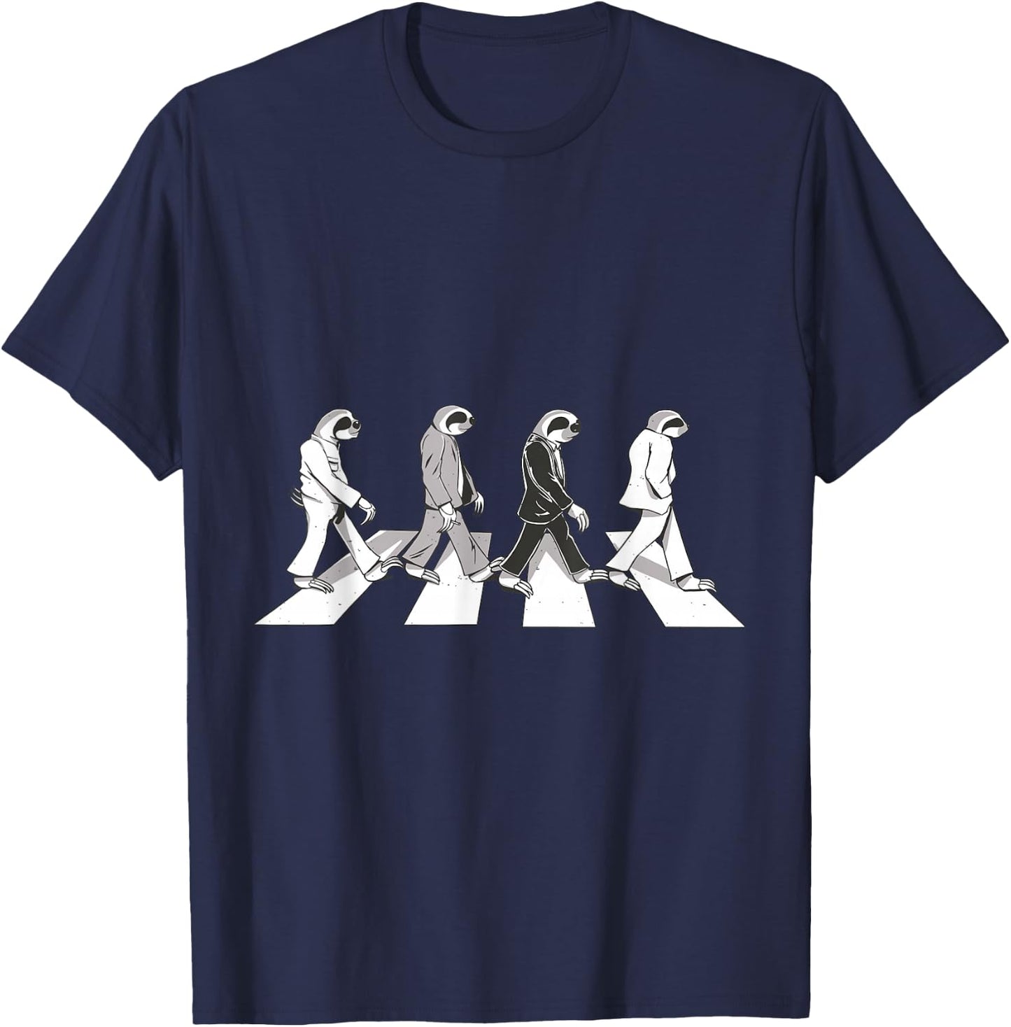 4 Sloths Walking Across A Crosswalk Over The Abbey Road T-Shirt - T-Shirt | Navy