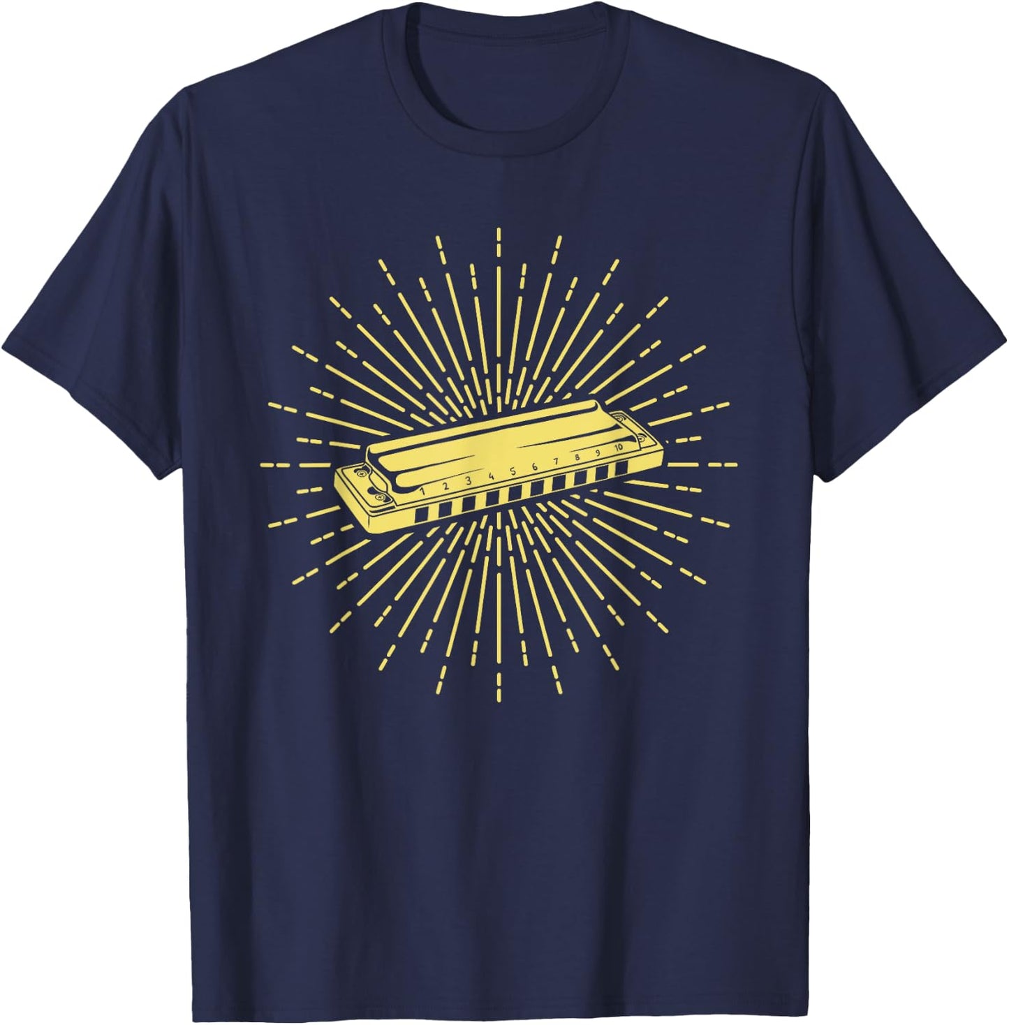 Vintage Harmonica Player Harmonicist French Harp Player T-Shirt - T-Shirt | Navy