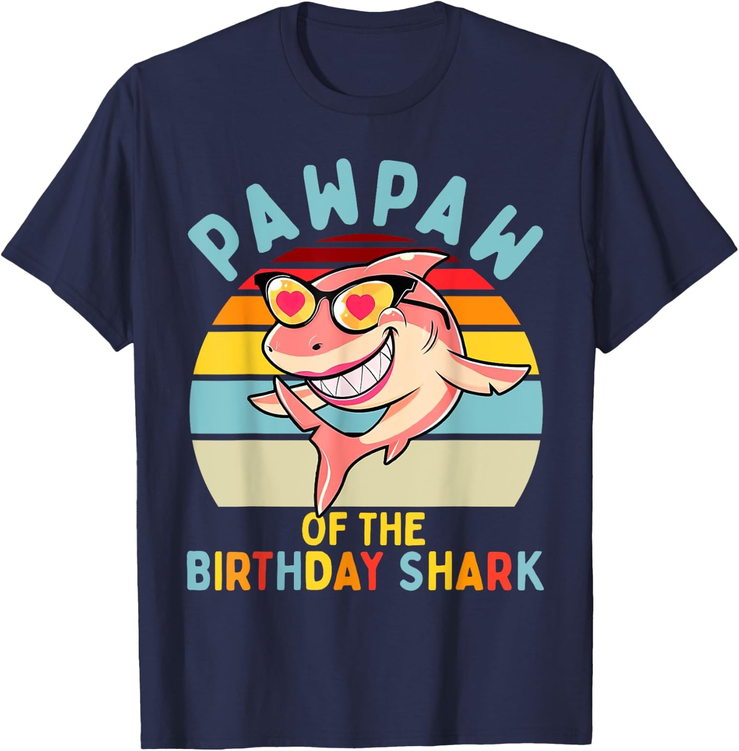 Pawpaw of the Shark Birthday Matching Family T-Shirt - T-Shirt | Navy