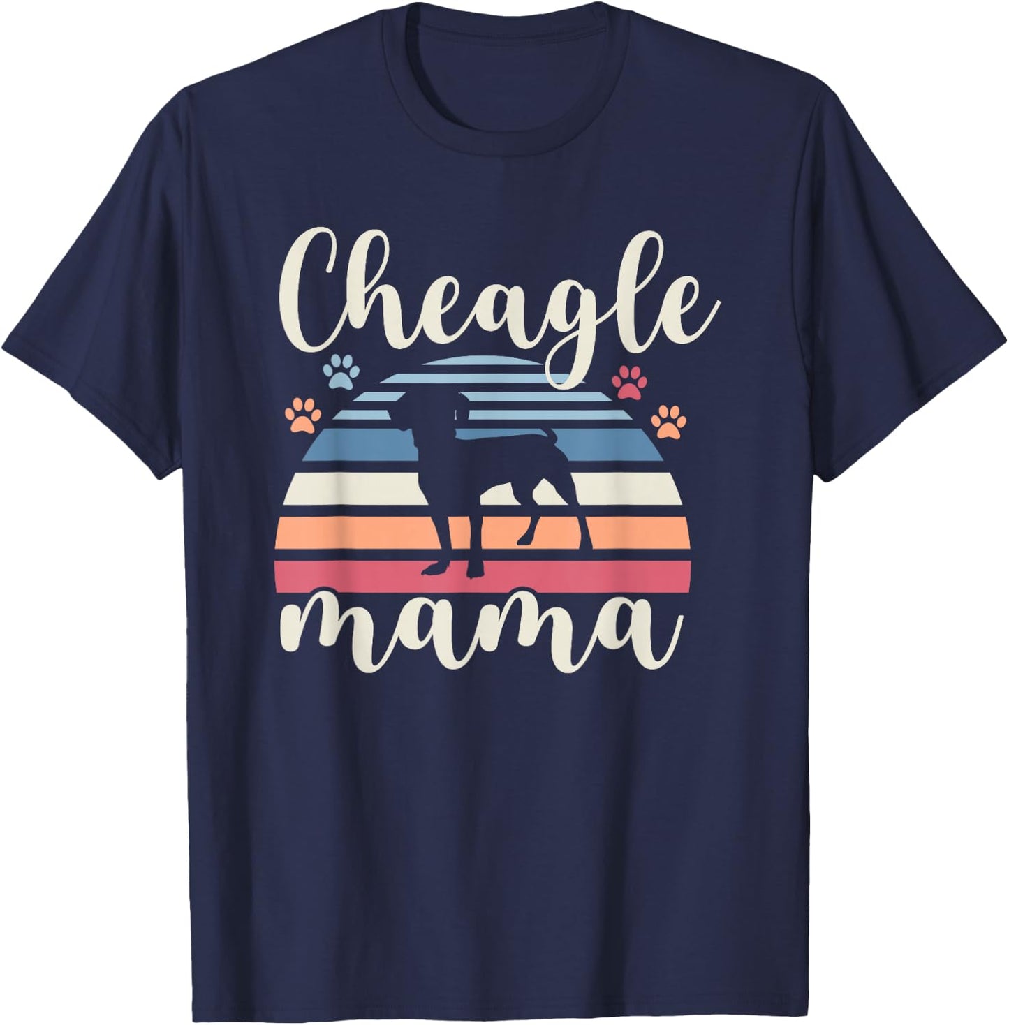 Retro Vintage Cheagle Mama Dog Mom Lover Chihuahua Beagle T-Shirt - T-Shirt | Navy