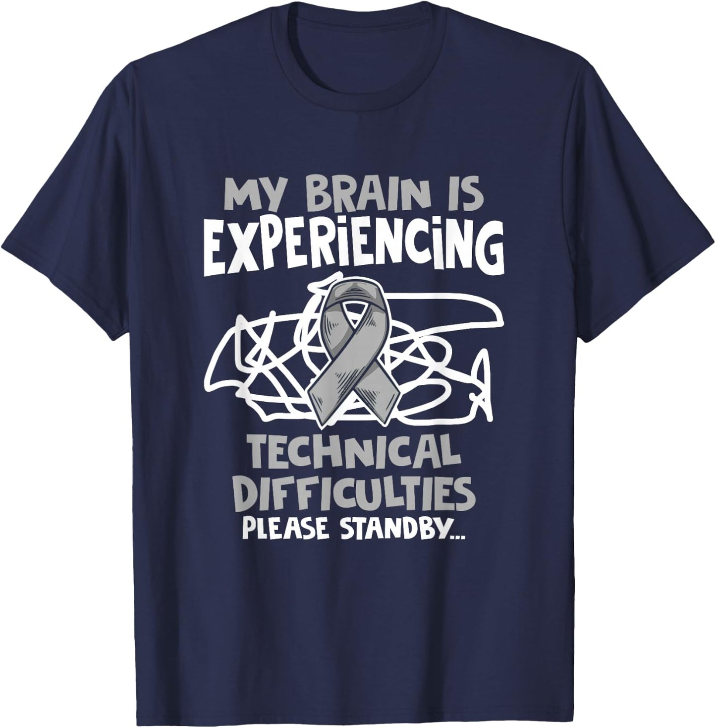 My Brain Technical PD Patients Parkinson's Disease Warrior T-Shirt - T-Shirt | Navy