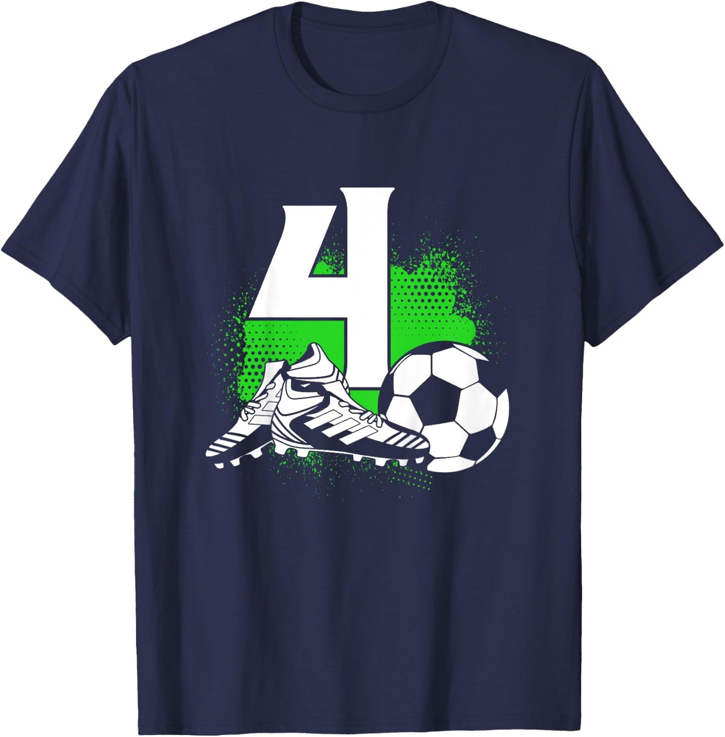 Kids 4 Years Old Boy 4th Birthday Gift Bday Soccer T-Shirt - T-Shirt | Navy