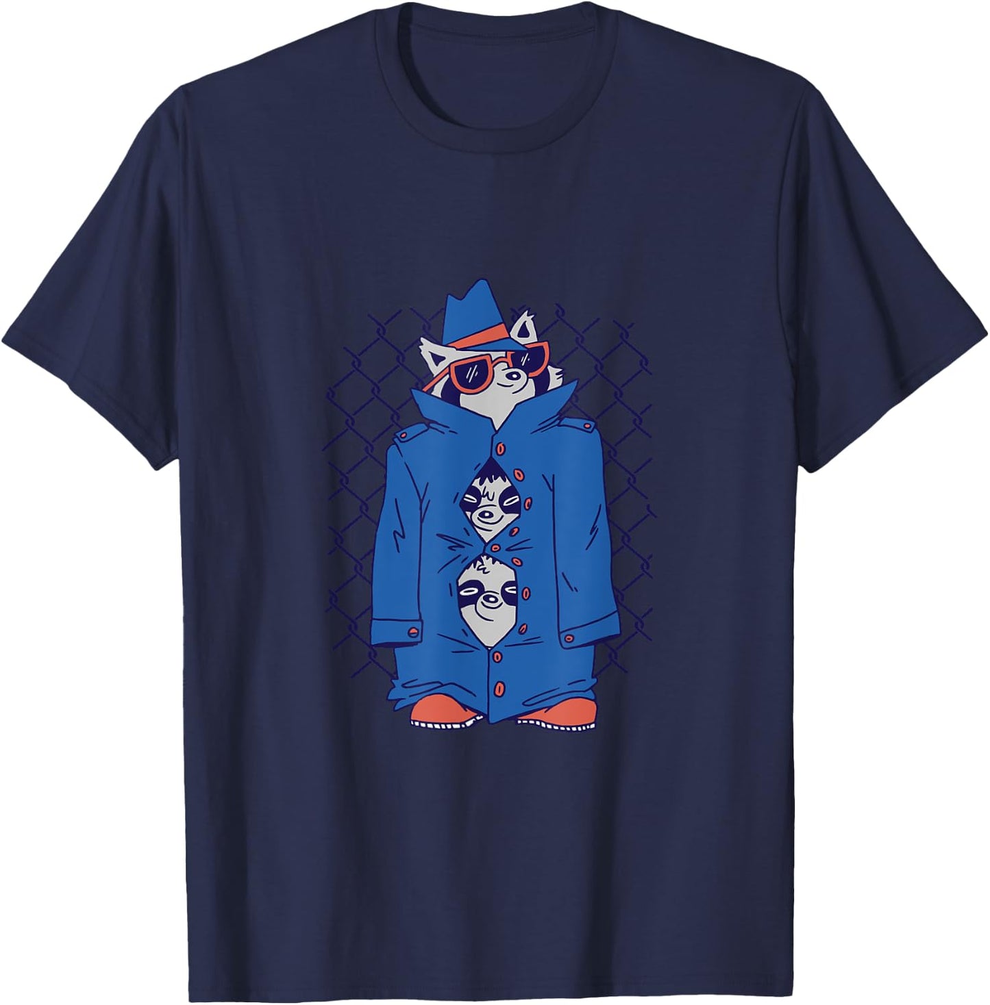Raccoons in Trench Coats Cute and Funn for Raccoon Lovers T-Shirt - T-Shirt | Navy
