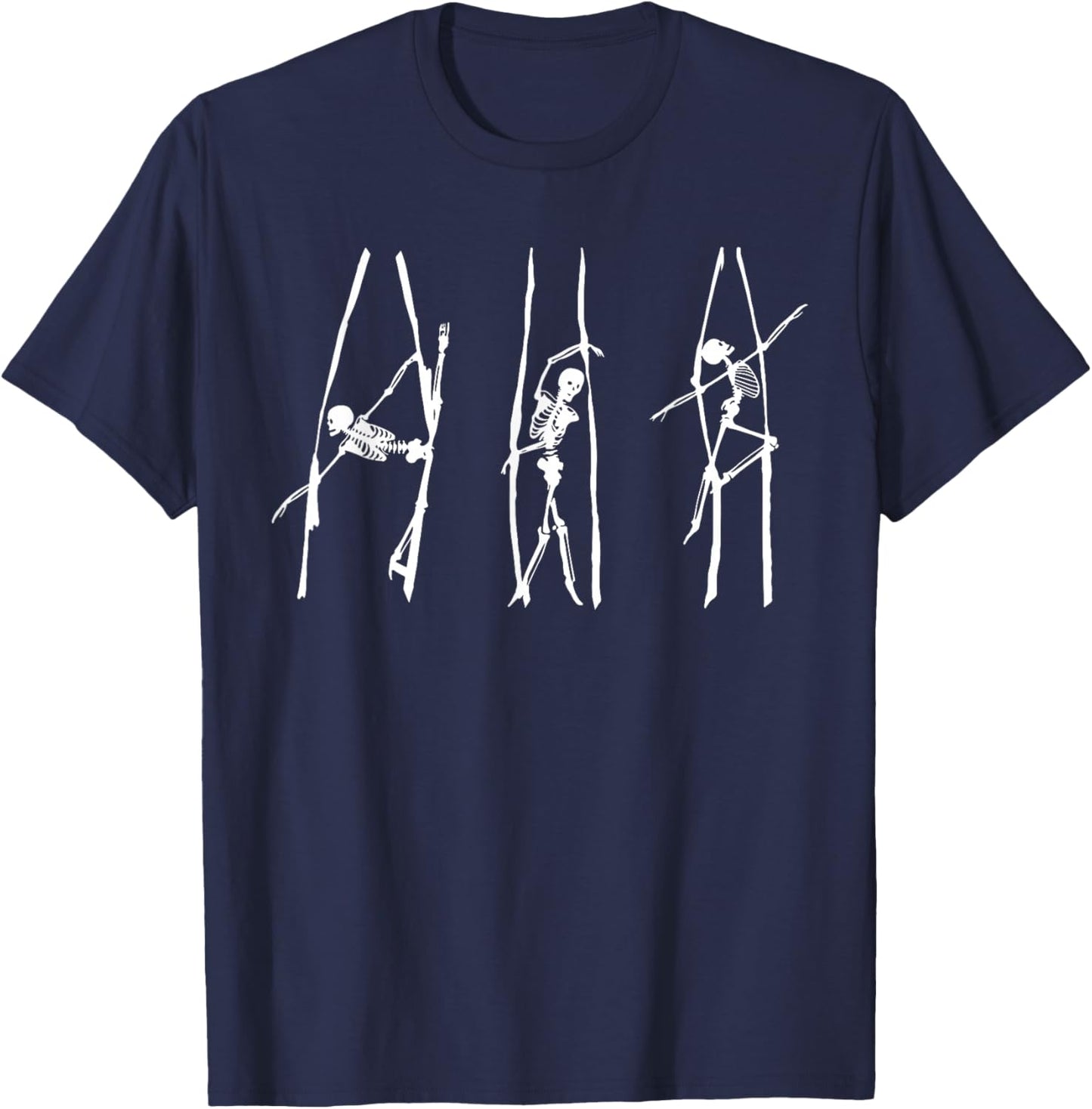 Aerial Silk Aerialist Acrobatics White Skeletons T-Shirt - T-Shirt | Navy