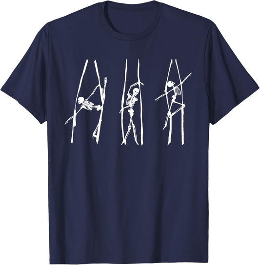 Aerial Silk Aerialist Acrobatics White Skeletons T-Shirt - T-Shirt | Navy
