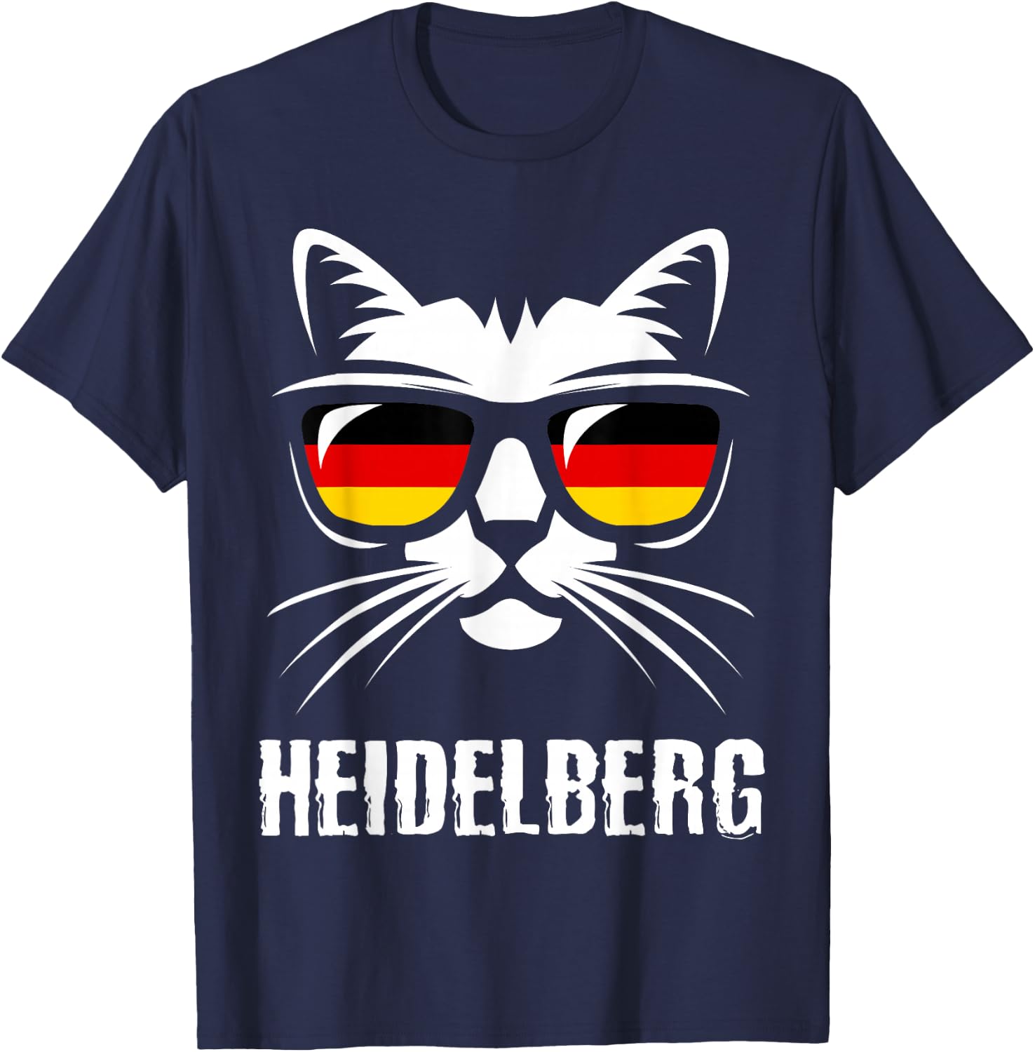 Heidelberg City Funny Cat German Flag Germany T-Shirt - T-Shirt | Navy