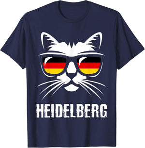 Heidelberg City Funny Cat German Flag Germany T-Shirt - T-Shirt | Navy