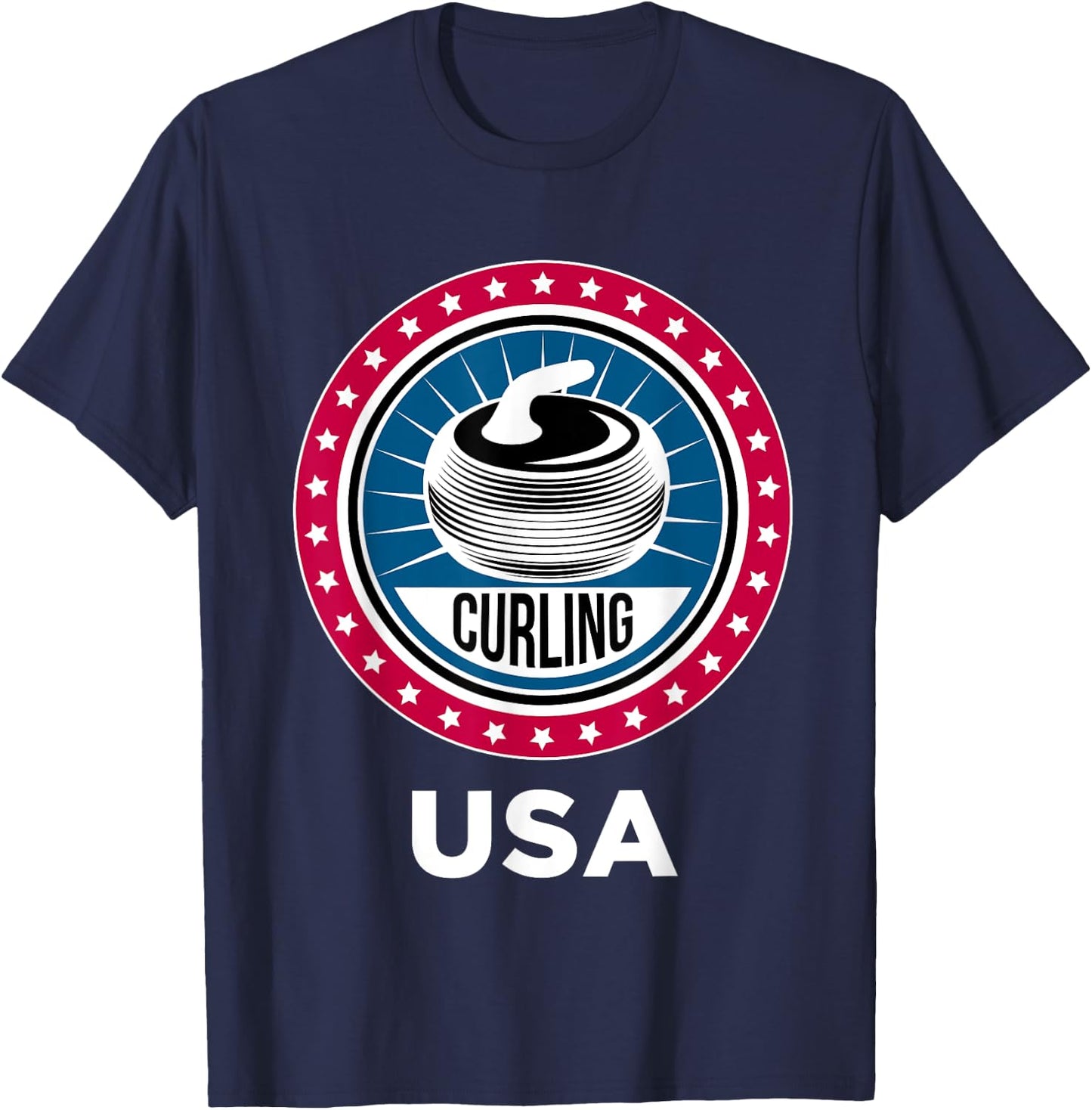 Curling USA Support the Team USA Flag Curl Clean T-Shirt - T-Shirt | Navy