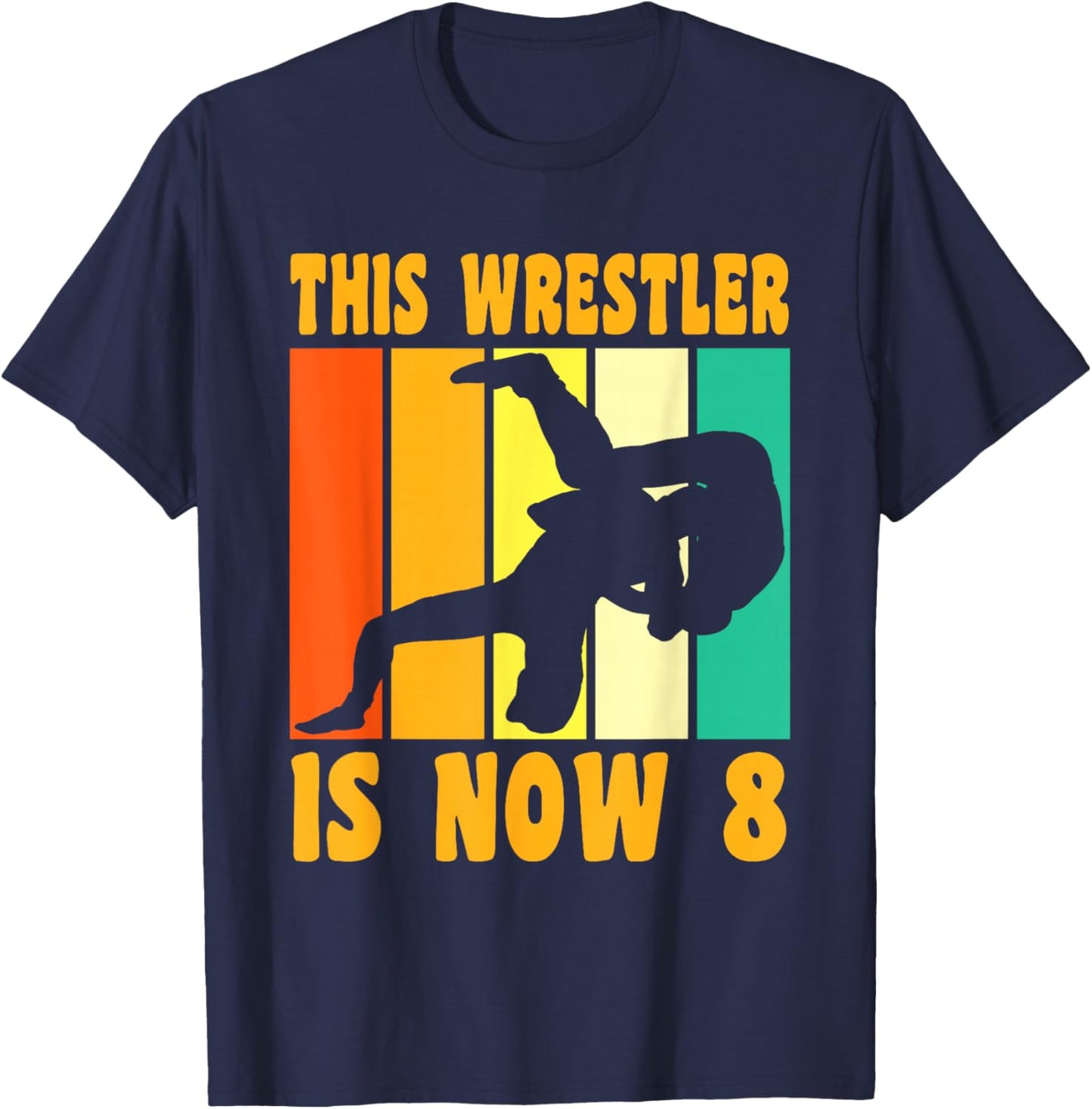 Happy 8 Birthday 8 Year Old Vintage Wrestling 8 Birthday T-Shirt - T-Shirt | Navy