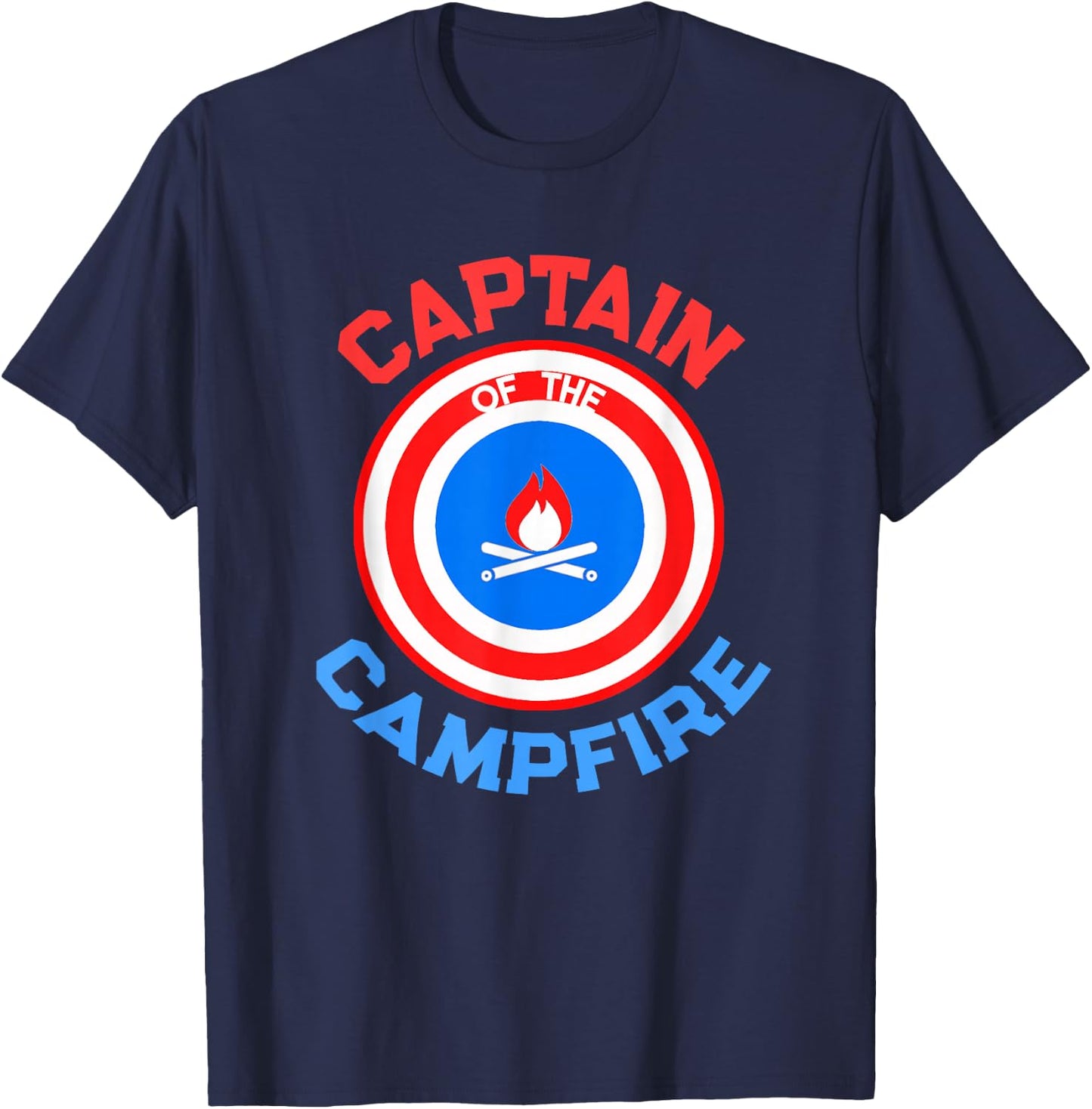 Camping King CAPTAIN of the CAMPFIRE Hiking Outdoor Hero T-Shirt - T-Shirt | Navy