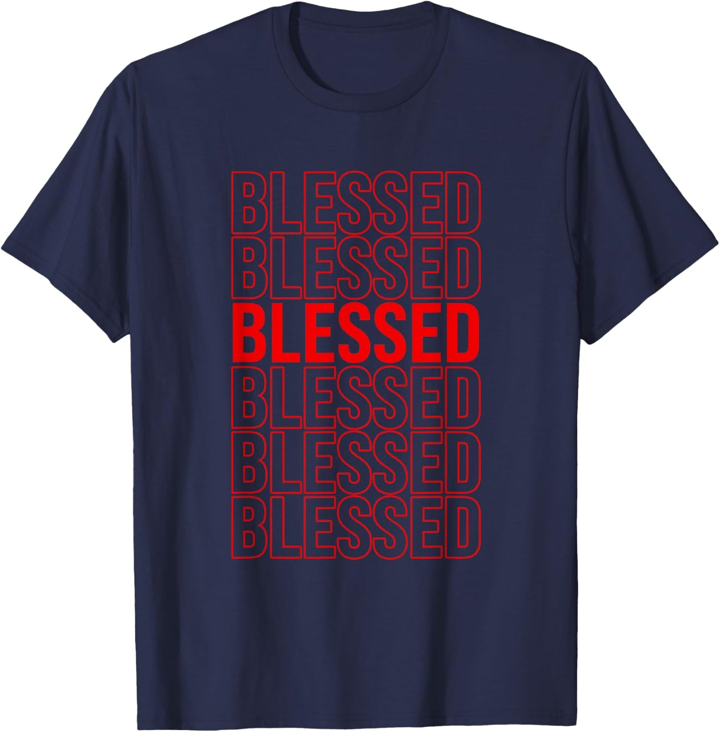 Red Blessed Red Graphic T-Shirt - T-Shirt | Navy