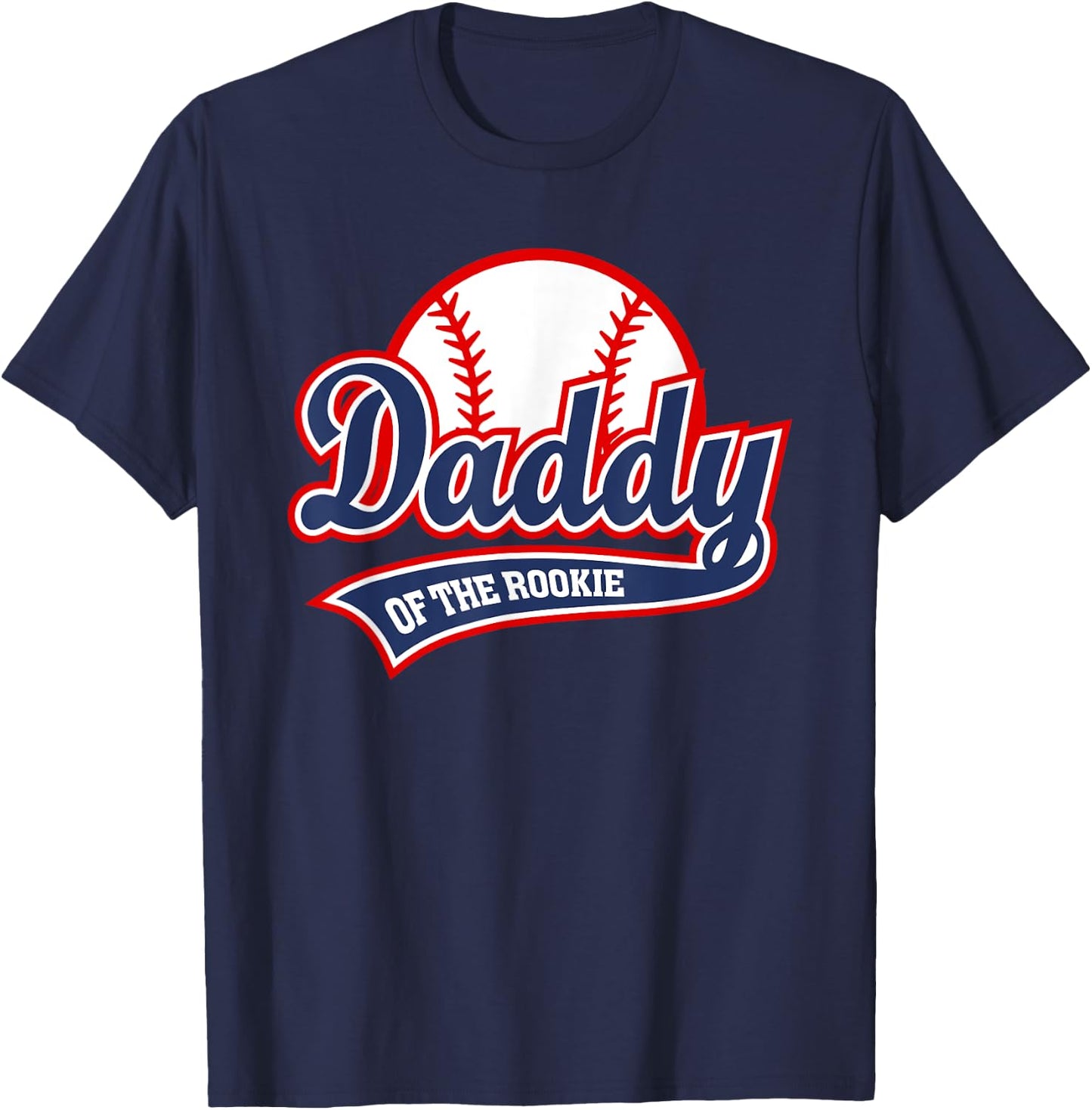 Daddy Of The Rookie Baseball Vintage Graphic Dad T-Shirt - T-Shirt | Navy