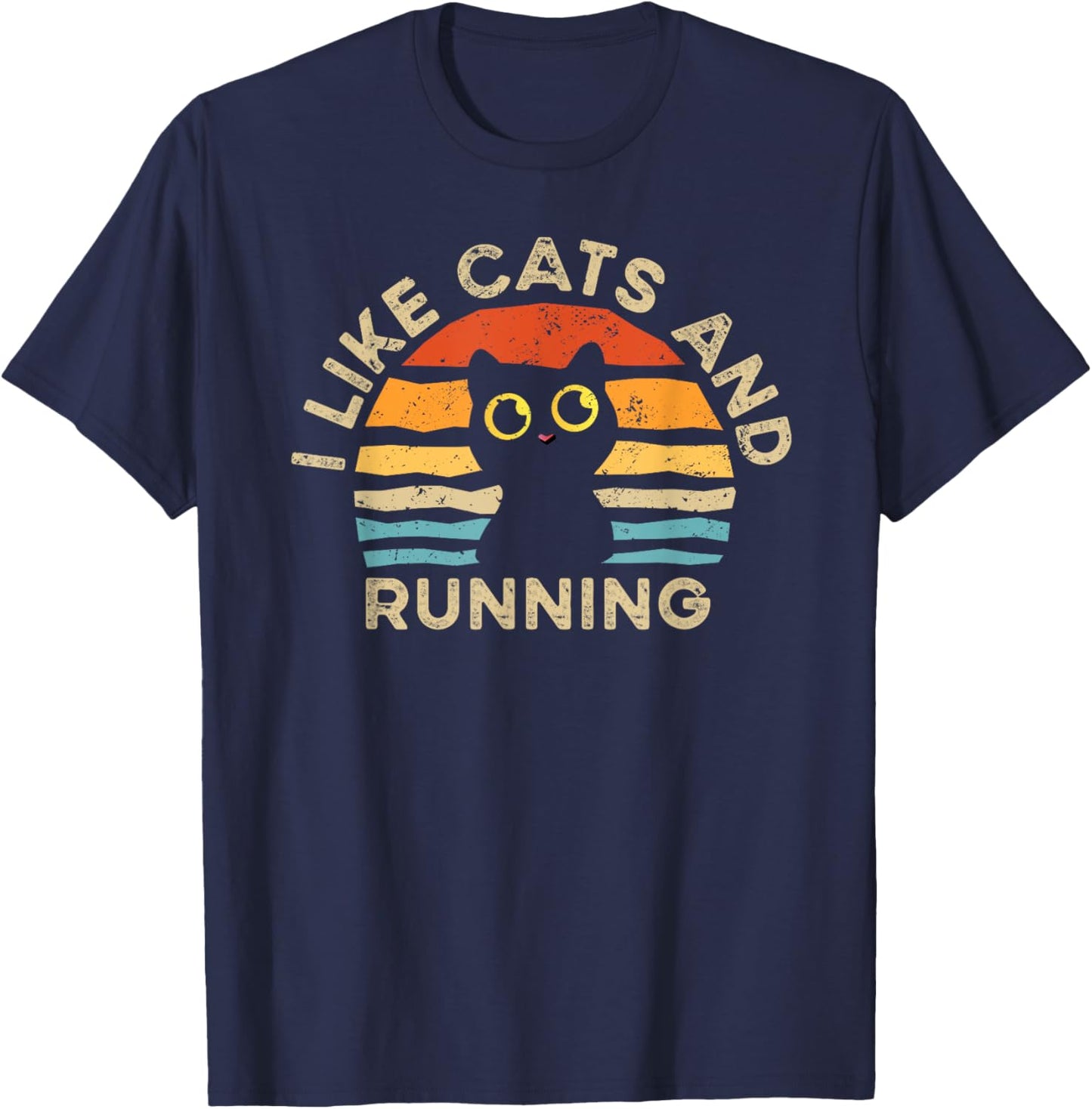 I Like Cats And Running T-Shirt - T-Shirt | Navy