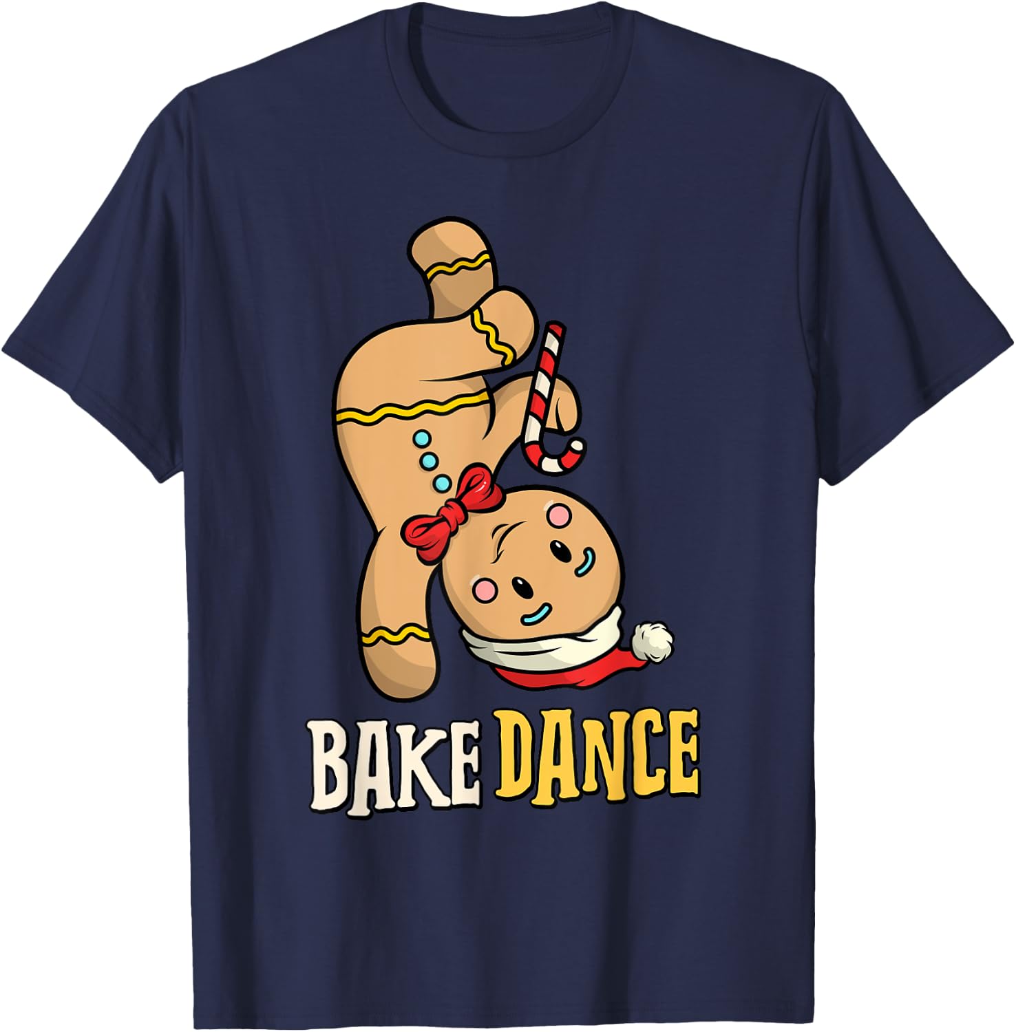 Breakdance B-Boy B-Girl Santa Gingerbread Street Dance Xmas T-Shirt - T-Shirt | Navy