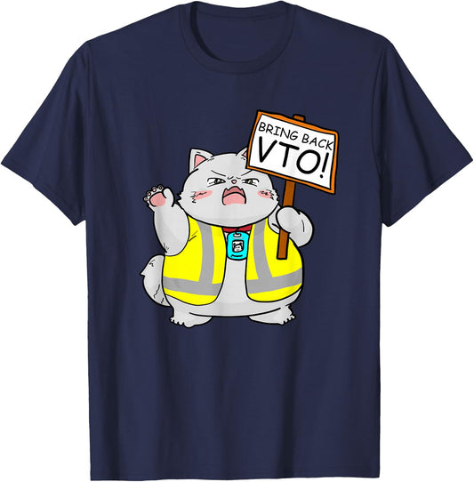 VTO Chubby Kitten Coworker Swagazon Associate Bring Back VTO T-Shirt - T-Shirt | Navy