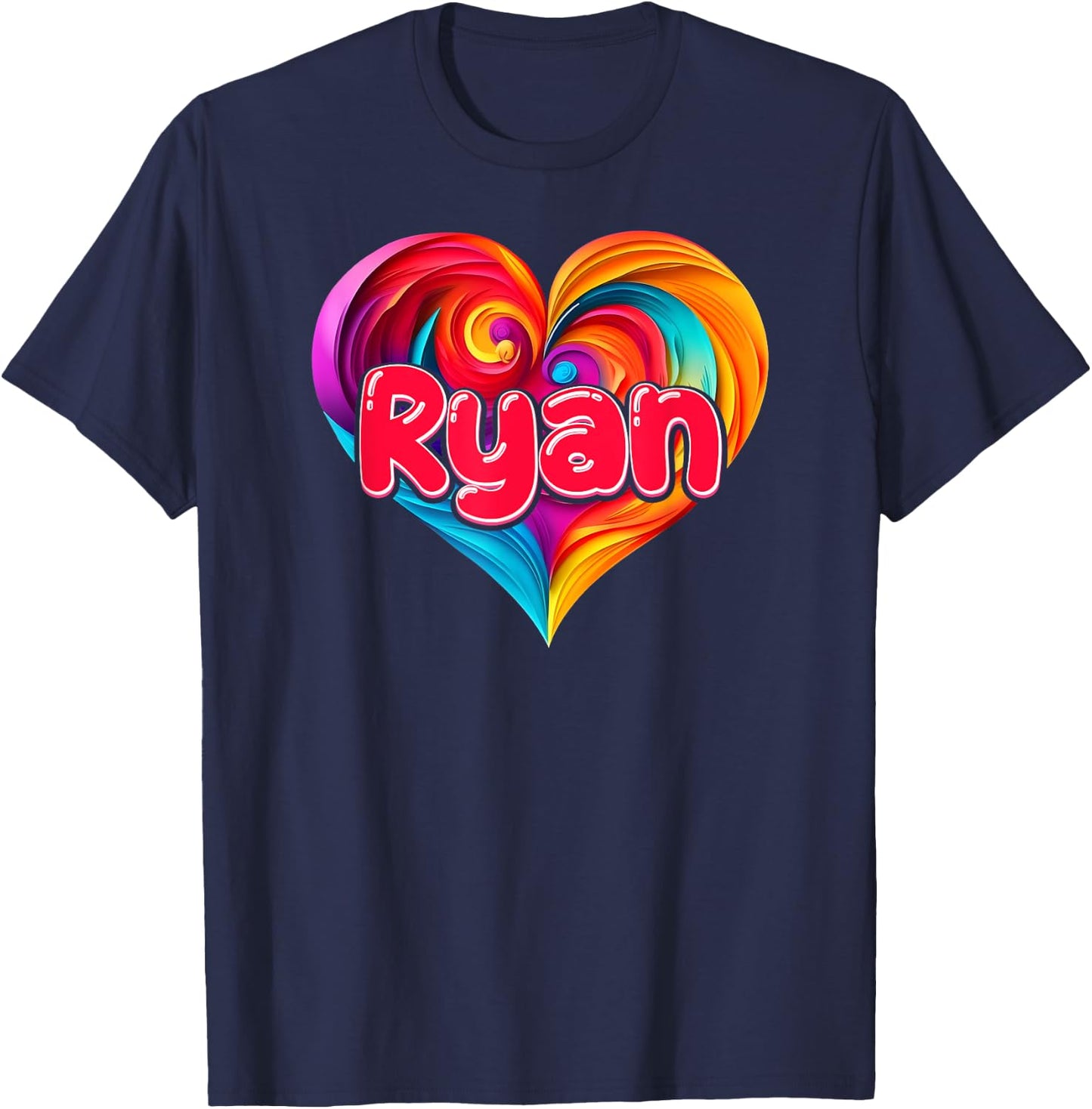 I Heart Love Ryan First Name Colorful Named T-Shirt - T-Shirt | Navy