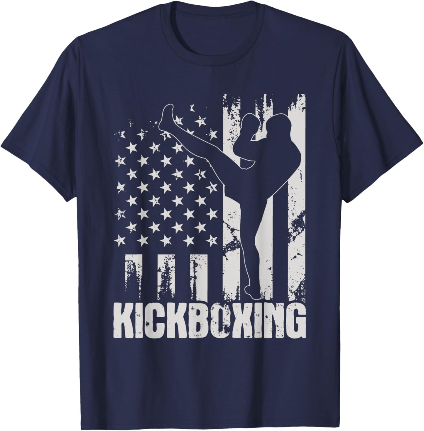 Kickboxing - USA American Flag Kickboxer Combat Self Defense Women Kids Men T-Shirt - T-Shirt | Navy