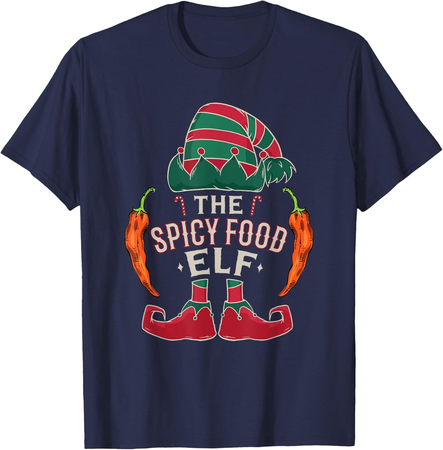 Christmas Spicy Food Lover Chili Peppers Chef Spicy Food T-Shirt - T-Shirt | Navy