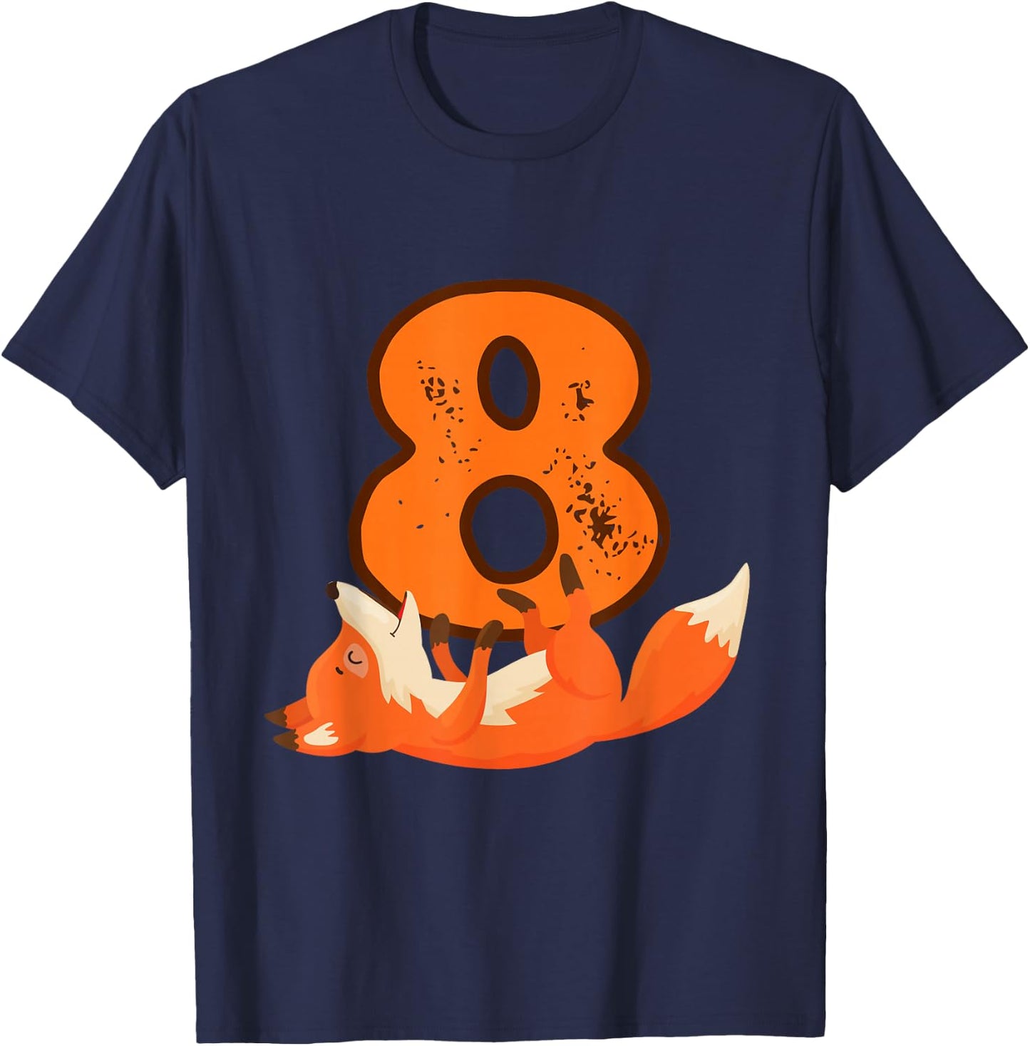 8th Birthday For Girls Gift Funny 8 Years Old Boy Fox T-Shirt - T-Shirt | Navy