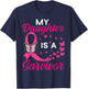 My Daughter Is A Survivor Breast Cancer Awareness Butterfly T-Shirt - T-Shirt | Navy