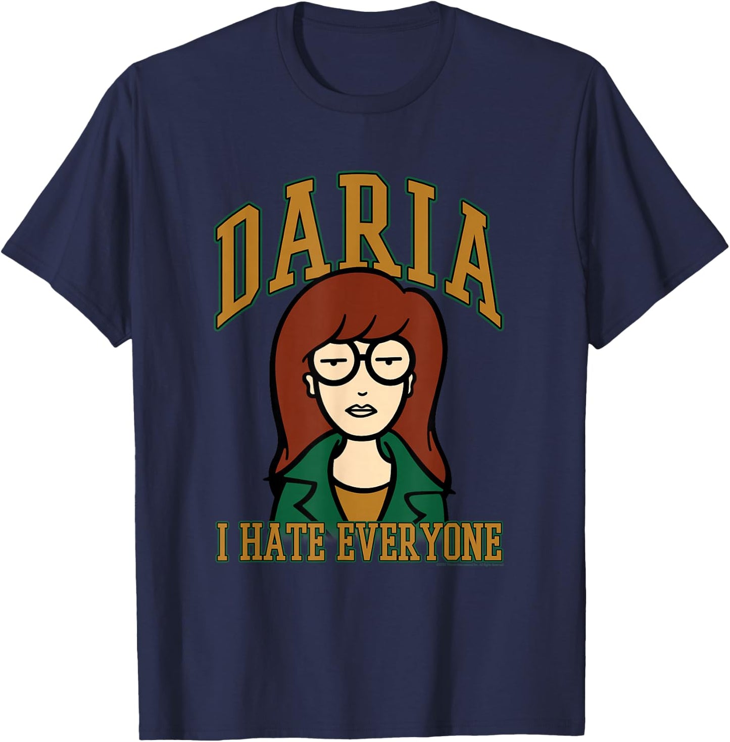 Daria I Hate Everyone Collegiate Type Retro Cartoon T-Shirt - T-Shirt | Navy