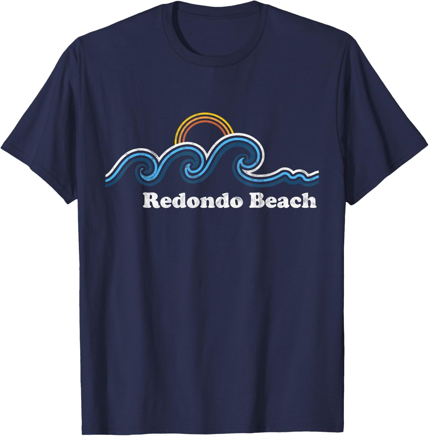 Retro Redondo Beach California CA Vintage Beach Surf T-Shirt - T-Shirt | Navy