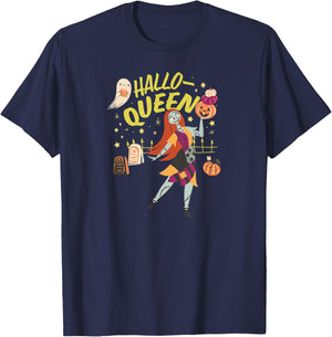Amazon Essentials Men's Nightmare Before Christmas Halloween Sally Hallo-Queen , Black Graphic Print, Small T-Shirt - T-Shirt | Navy