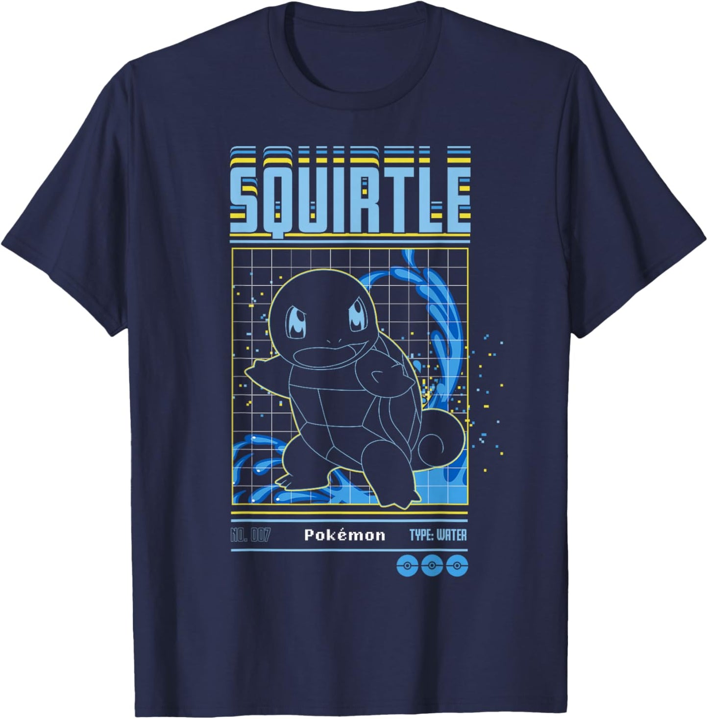 Pokémon Squirtle Water Type Schematic T-Shirt - T-Shirt | Navy