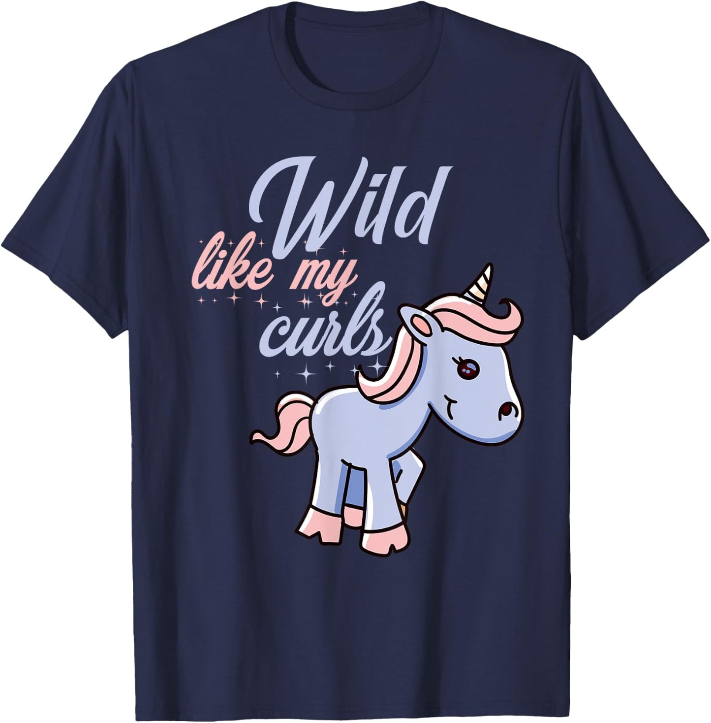 Wild Like My Curls Toddler Cute Unicorn Curly Haired T-Shirt - T-Shirt | Navy