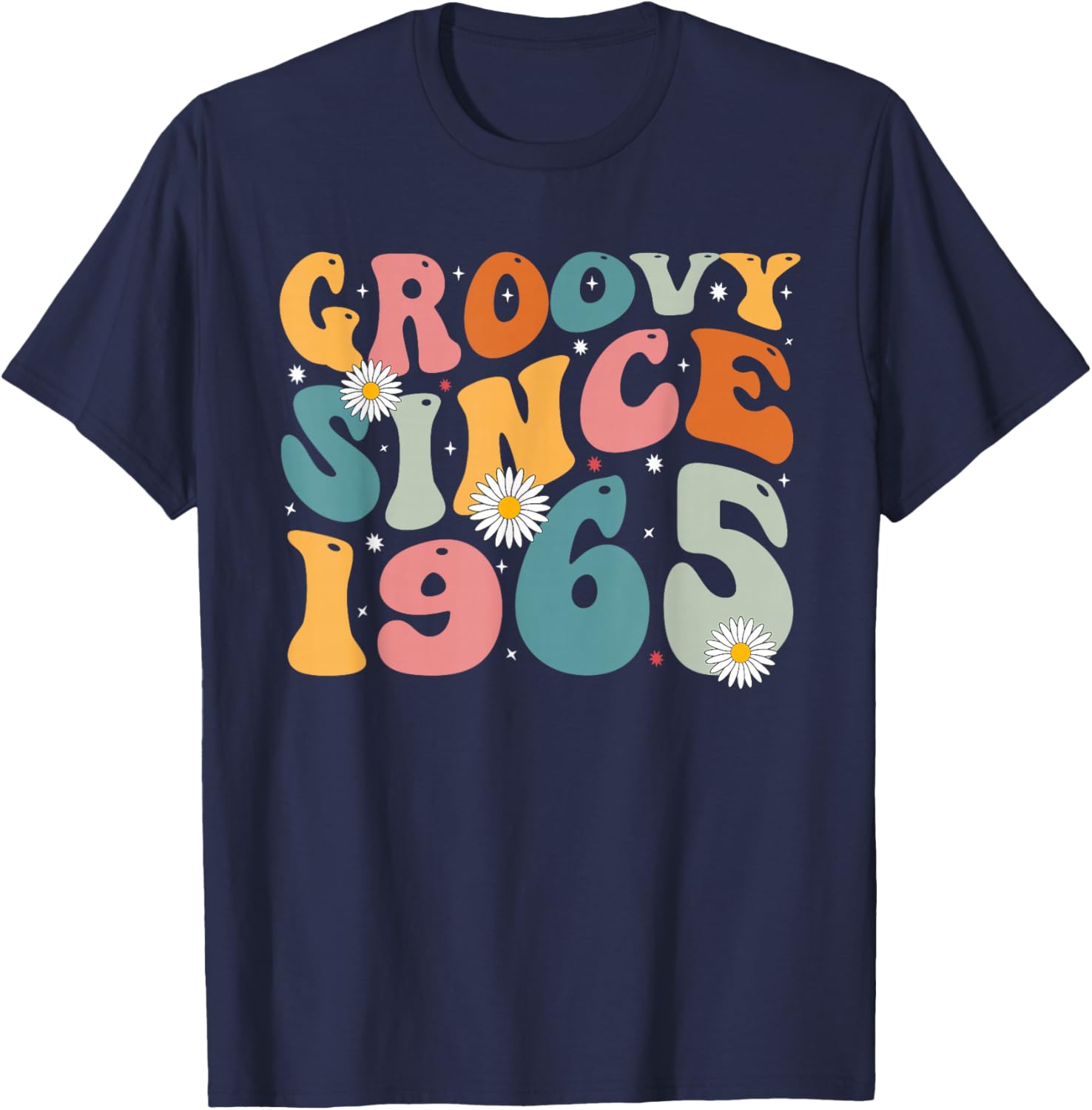 Groovy Since 1965 60th Birthday Retro Gifts Born In 1965 T-Shirt - T-Shirt | Navy