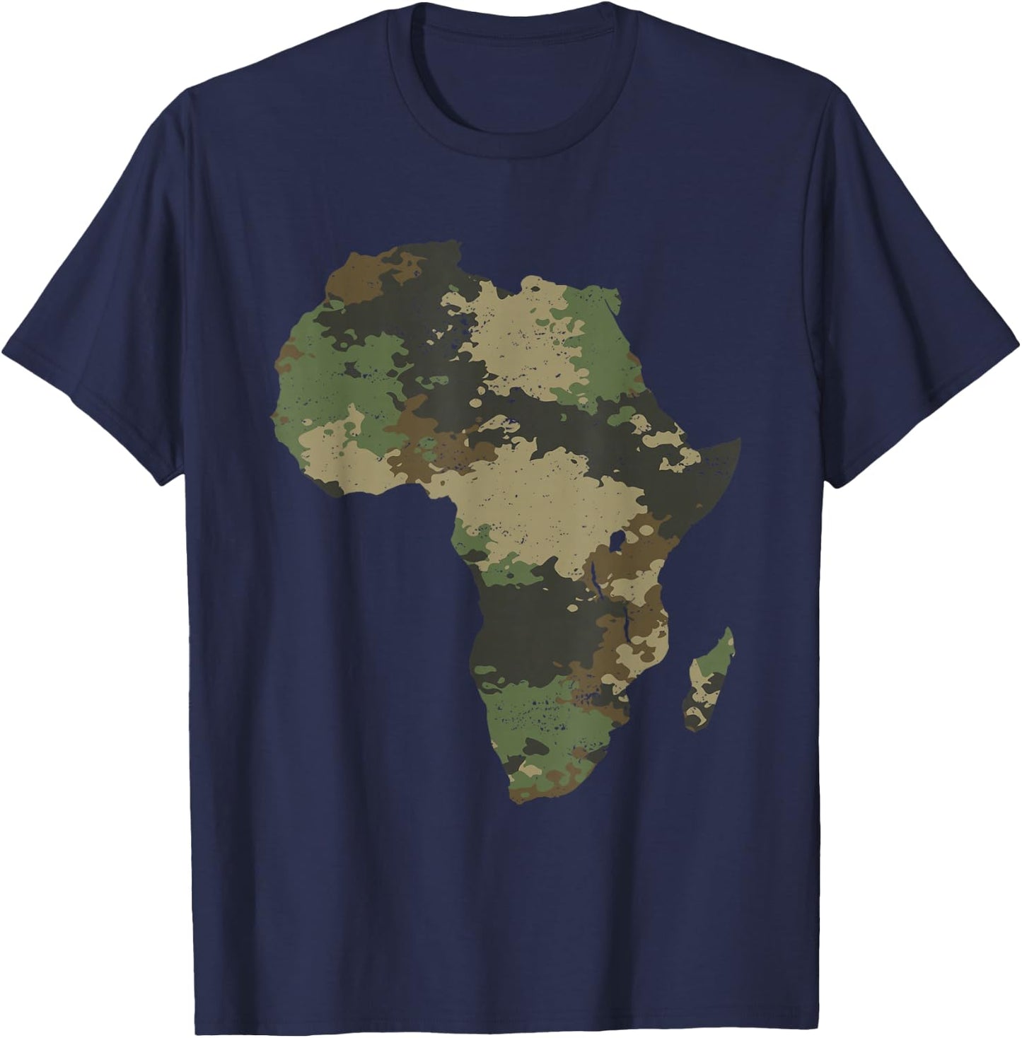 Africa Continent Map Camo Pattern African Safari Camouflage T-Shirt - T-Shirt | Navy