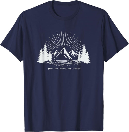 Life Peaks and Valleys Are Beautiful - Enjoy the Ride T-Shirt - T-Shirt | Navy