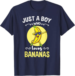 Just A Boy Who Loves Bananas T-Shirt - T-Shirt | Navy