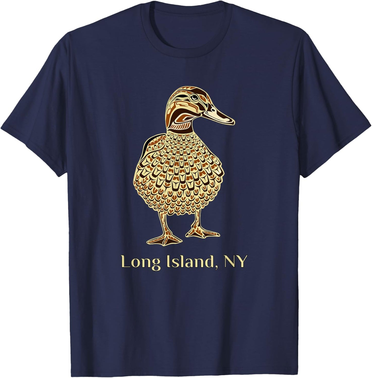 Long Island NY Native American Mallard Duck Birdwatching T-Shirt - T-Shirt | Navy