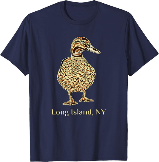 Long Island NY Native American Mallard Duck Birdwatching T-Shirt - T-Shirt | Navy