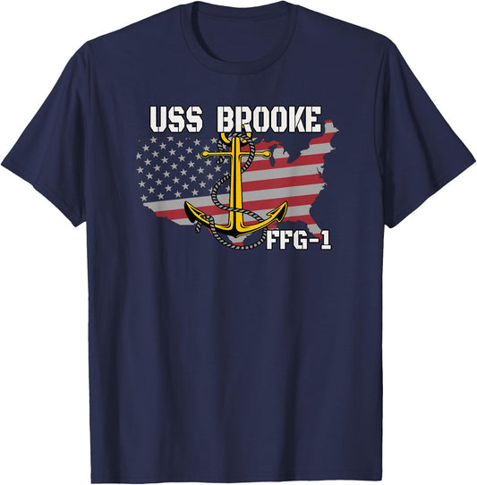 USS Brooke FFG-1 Frigate Veterans Day Son Father Grandpa Dad T-Shirt - T-Shirt | Navy