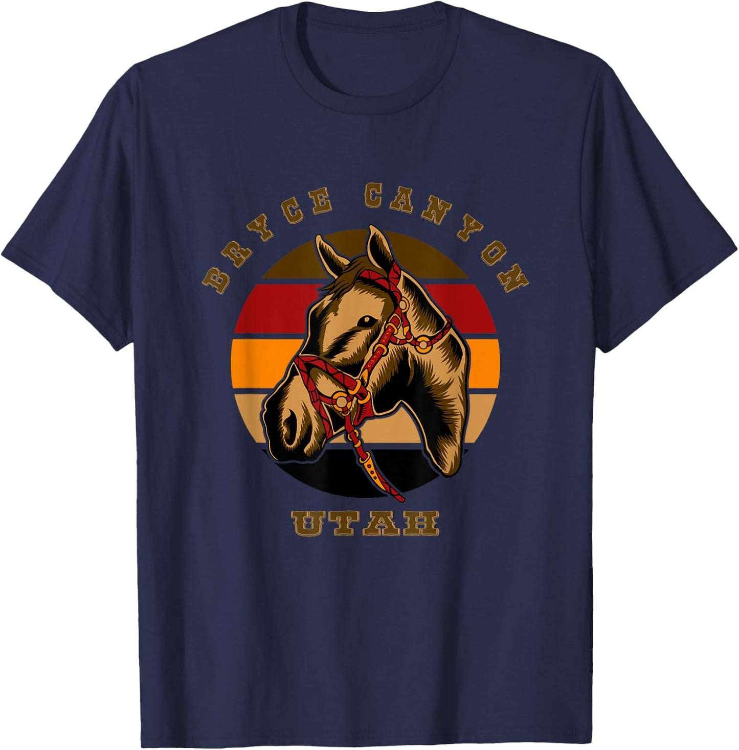 Utah Horseback Riding Horse Retro Style Bryce Canyon Equine T-Shirt - T-Shirt | Navy