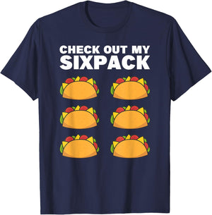 Taco Six Pack Fun Mexican Fitness Gym T-Shirt - T-Shirt | Navy