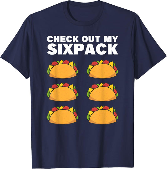 Taco Six Pack Fun Mexican Fitness Gym T-Shirt - T-Shirt | Navy