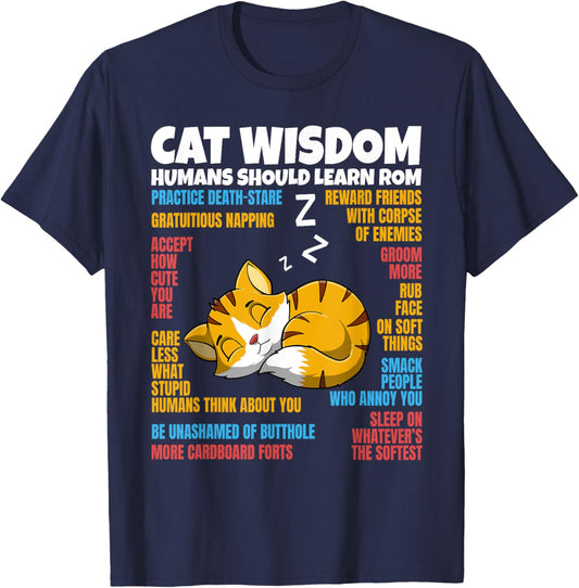 Sleeping Cat Kitten Cute Wisdom Animal Lover Pet Owner T-Shirt - T-Shirt | Navy