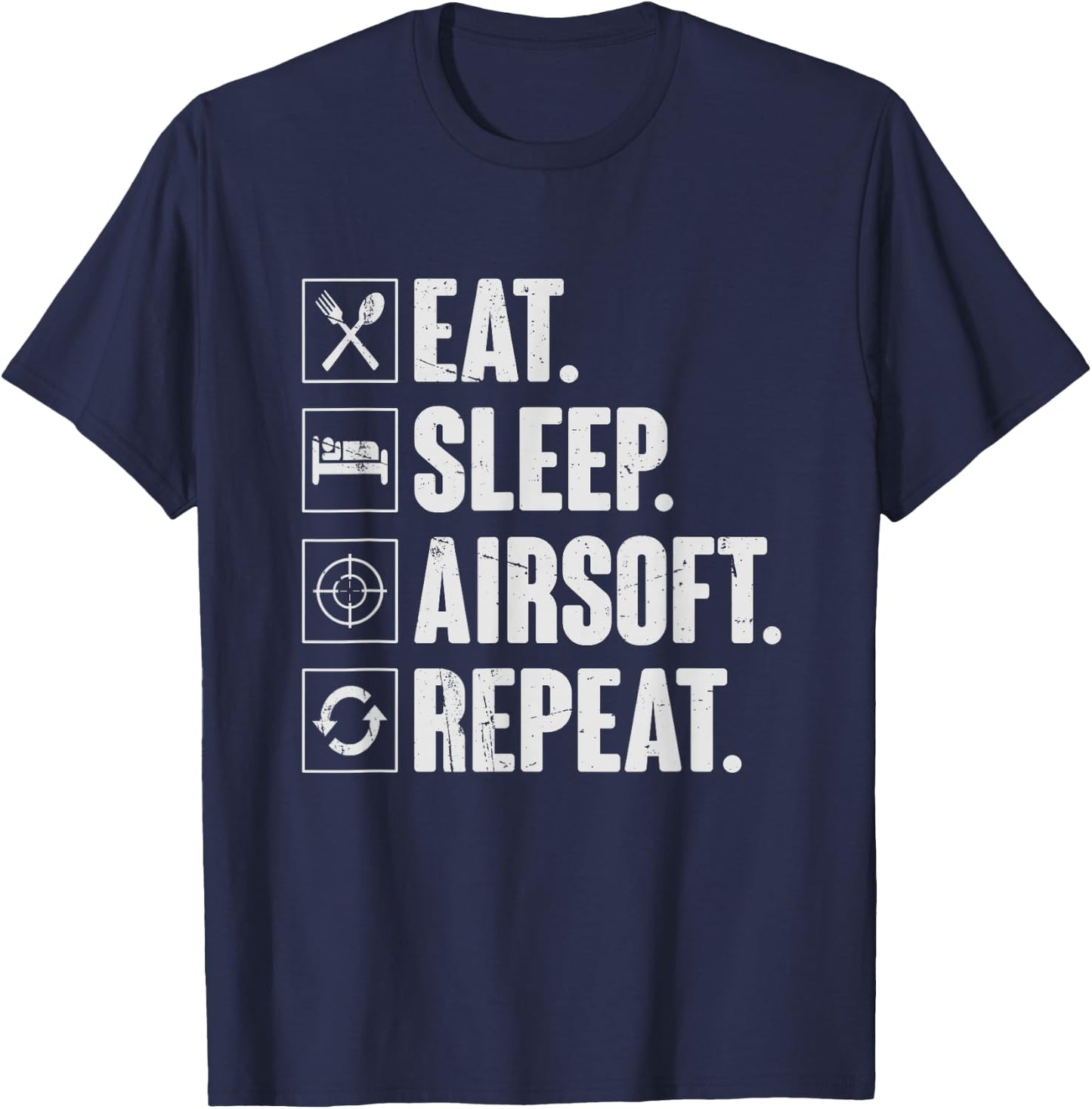 Eat Sleep Airsoft Repeat - Funny Retro Air-Soft Sport Gift T-Shirt - T-Shirt | Navy