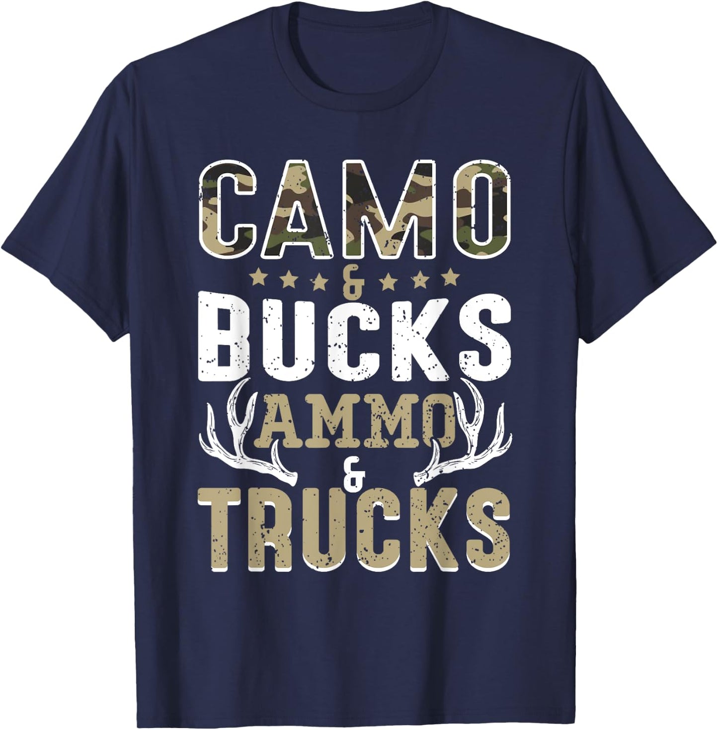 Deer Hunting Women Camo And Bucks Ammo And Trucks T-Shirt - T-Shirt | Navy