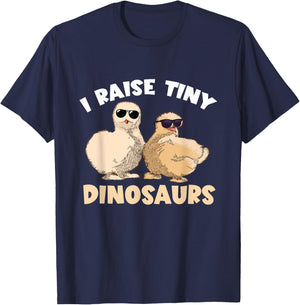 Funny Silkie Chicken I Raised Tiny Dinosaurs Silky Chicken T-Shirt - T-Shirt | Navy
