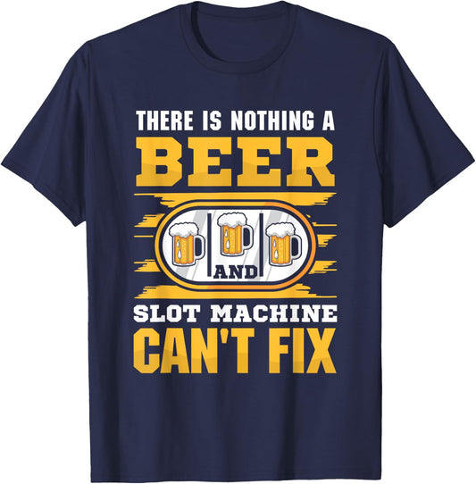 Casino Costume - A beer and Slot Machine T-Shirt - T-Shirt | Navy