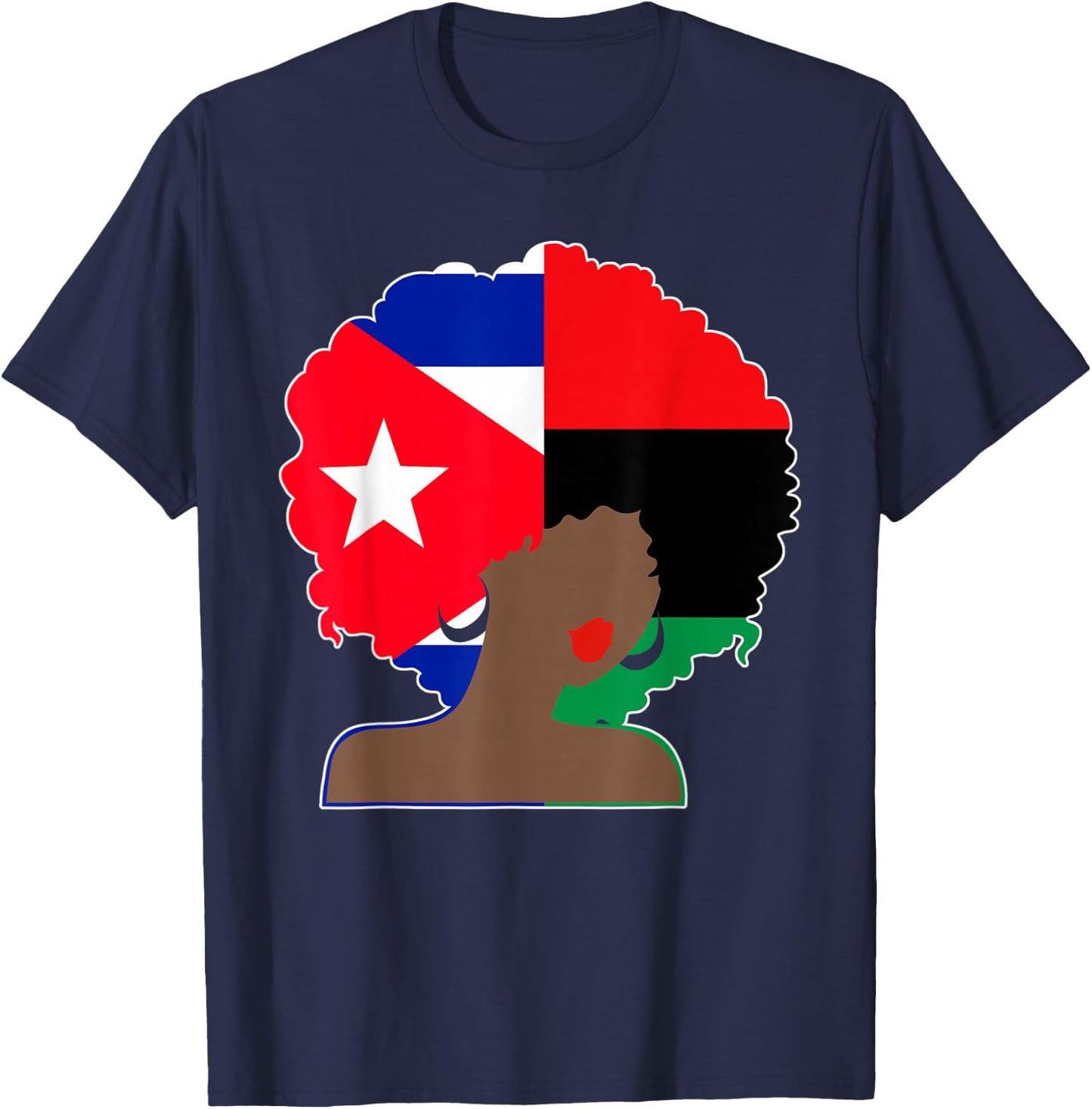 Puerto Rican African Black Woman Afro Hair Pride History T-Shirt - T-Shirt | Navy