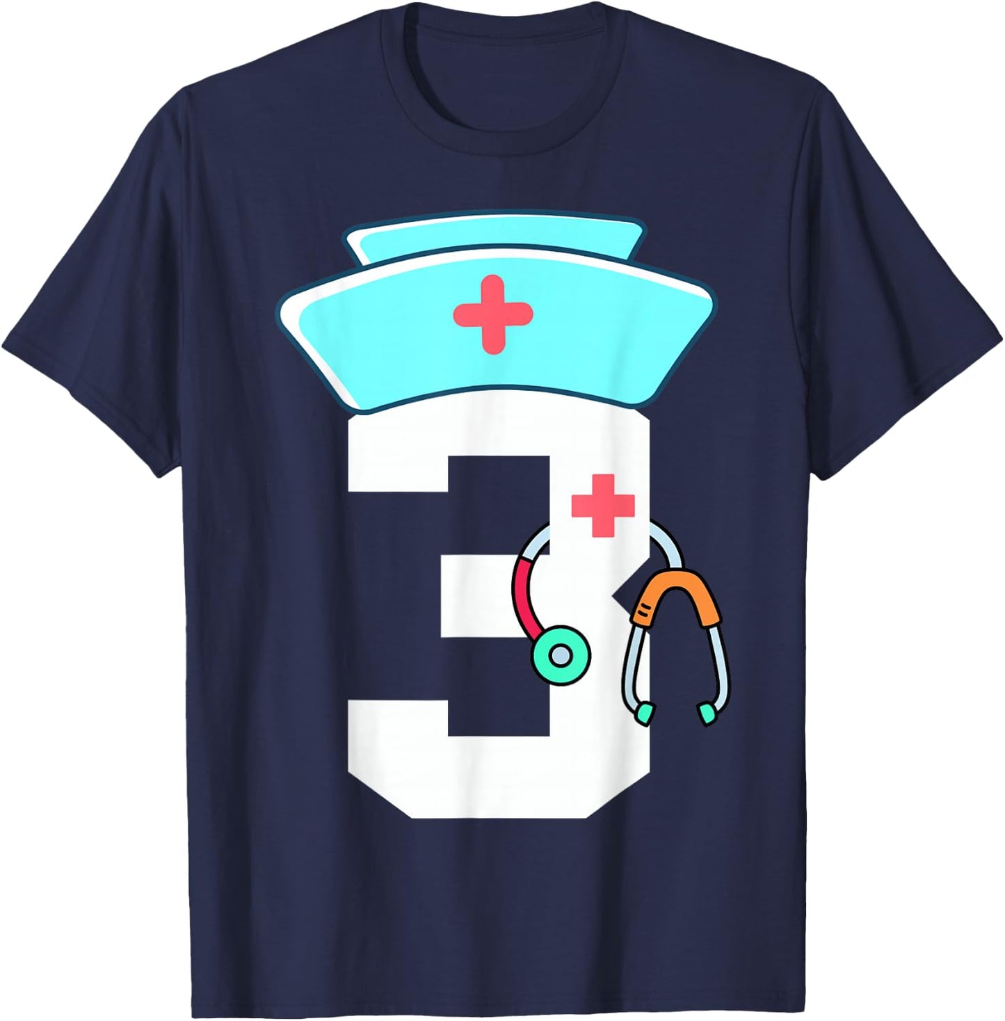 Toddler 3rd Birthday Nurse Doctor Themed Girl Kid 3 Year Old T-Shirt - T-Shirt | Navy